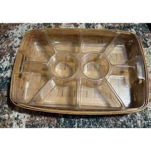 Longaberger Hostess Large Serving Tray 10 Way Divided + Regular Protector 1996